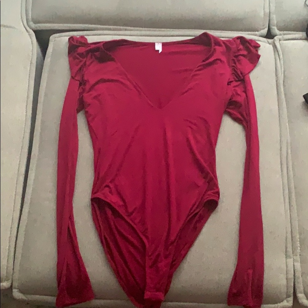 Urban Outfitters Magenta Long Sleeve Body Suit